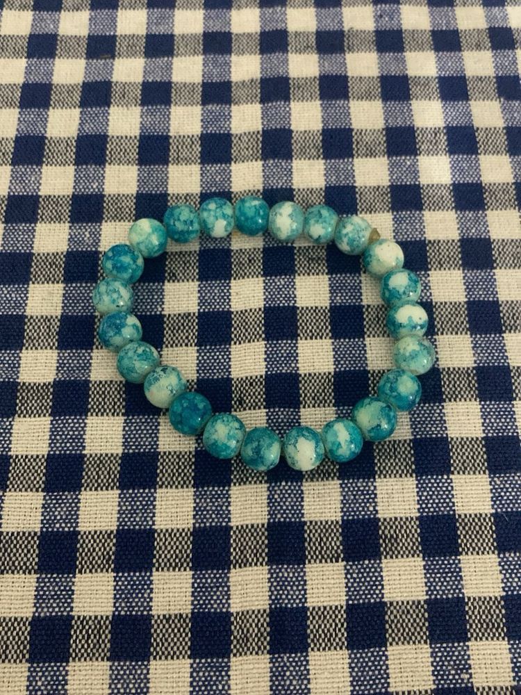 Blue Marble Beaded Bracelet