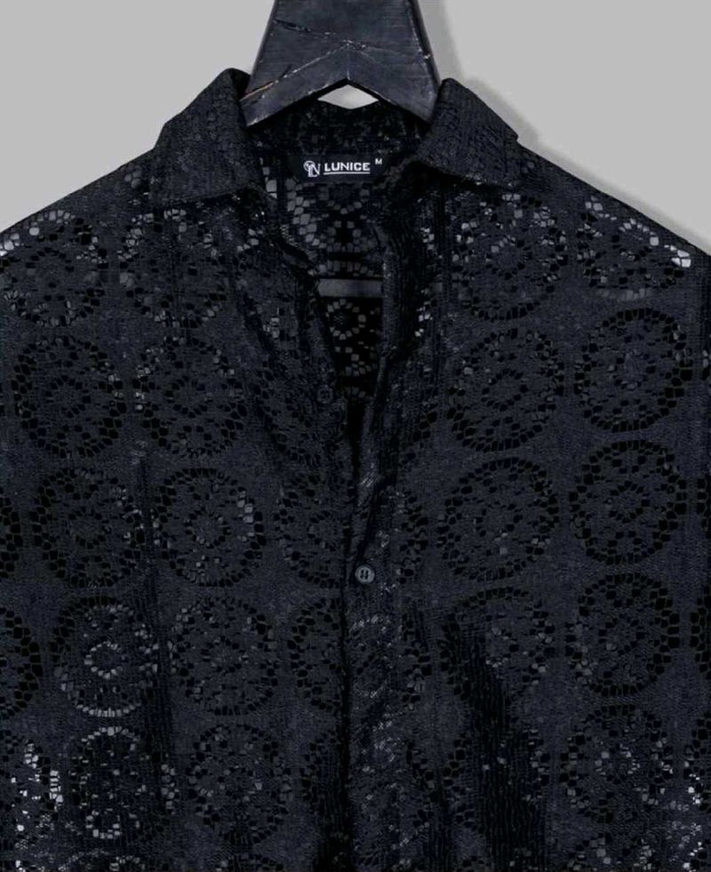 Black,White,Brown Lace Net  Shirt Pack Of 3