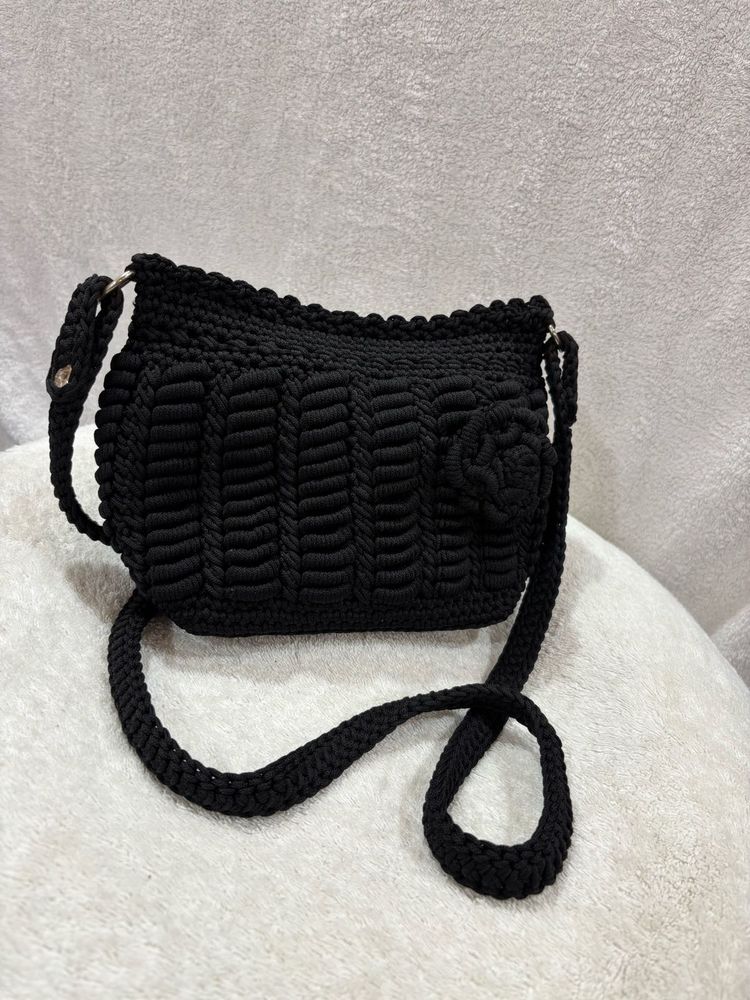 Black Crochet Bag