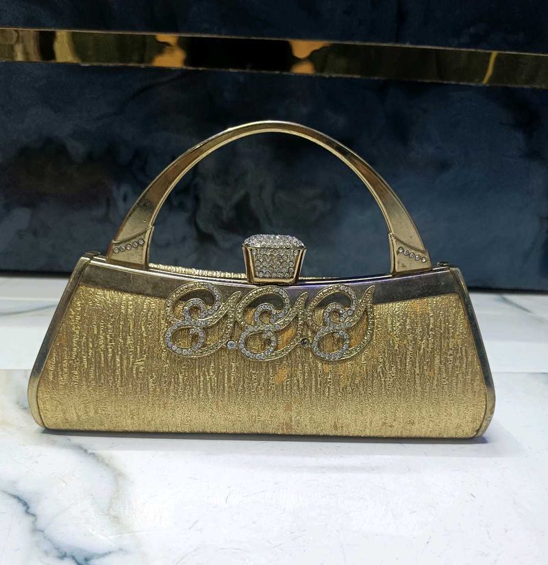 Vintage Gold Beaded Clutch