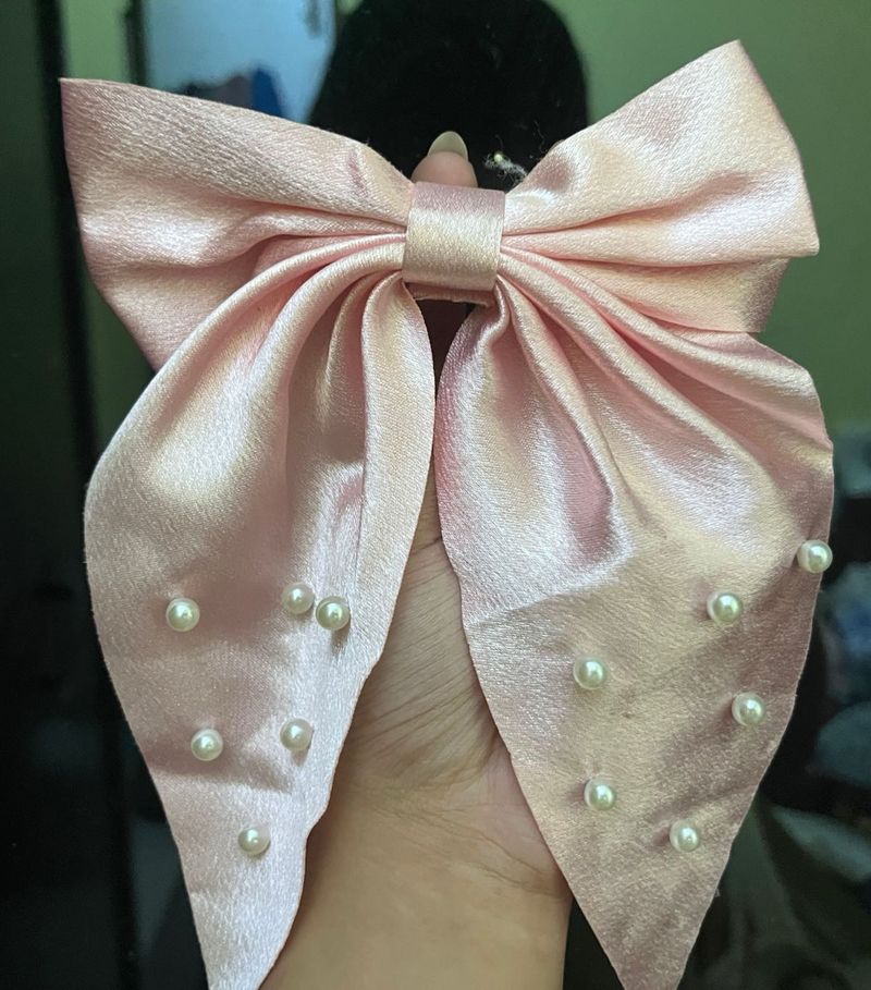 Pink Pearl Hair Bow