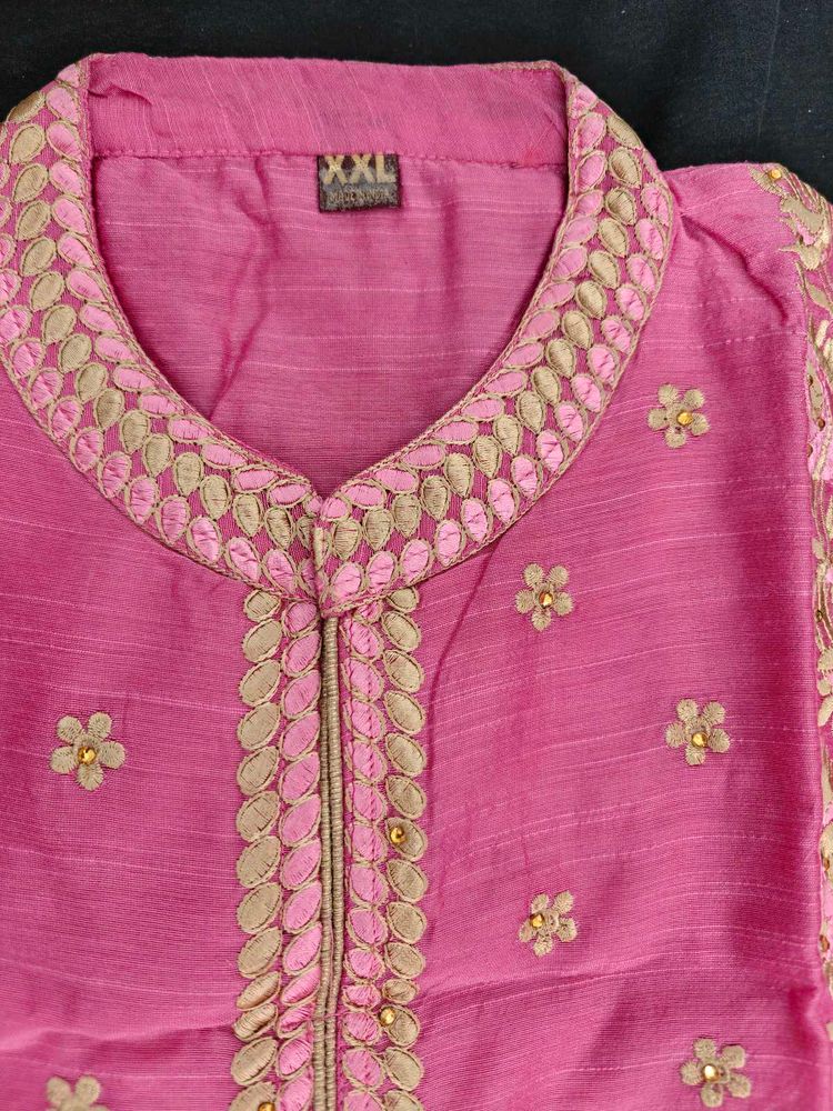 Pink Embroidered Kurta