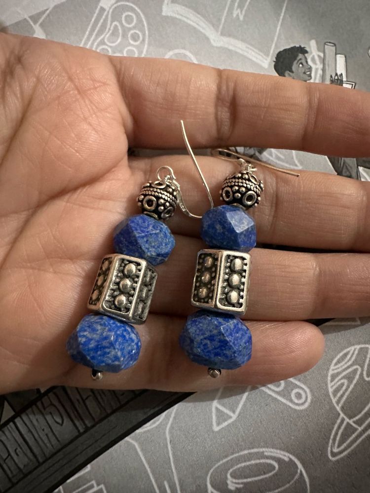 925 silver Lapis Lazuli Beaded Earrings