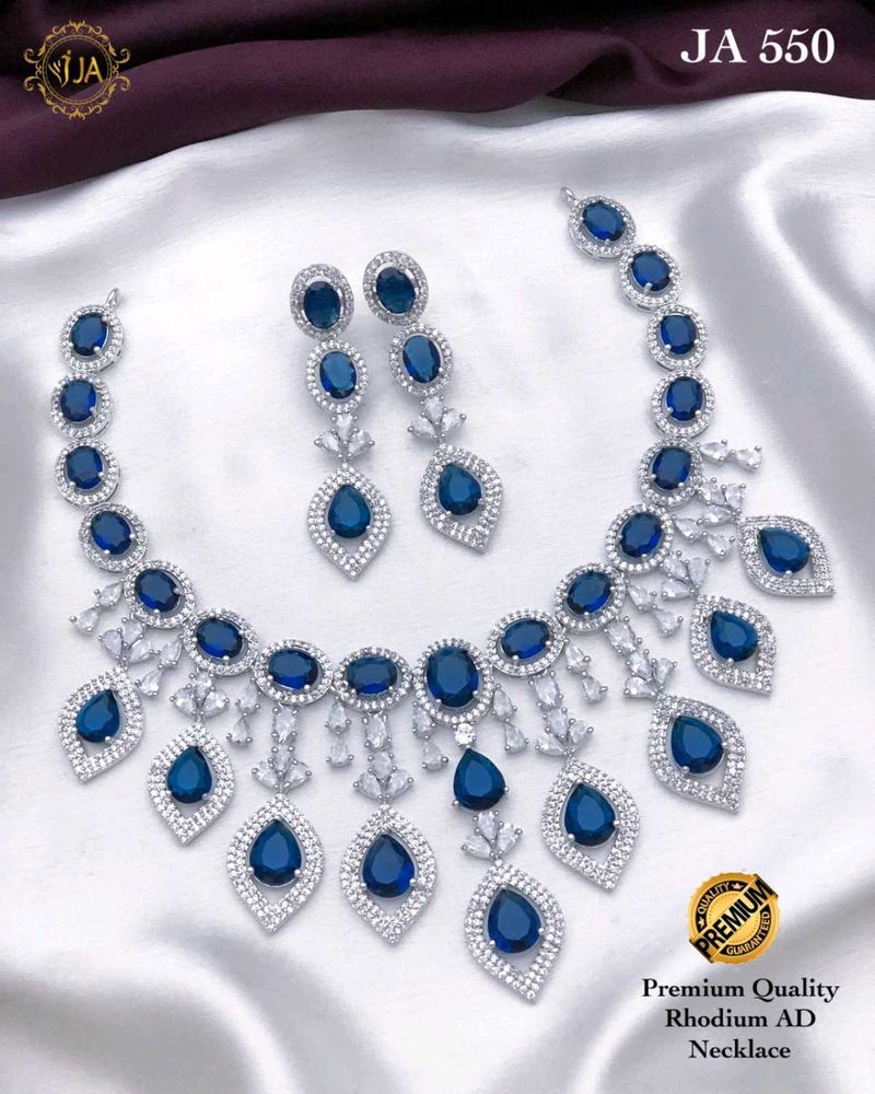 Elegant Blue Stone Necklace Set