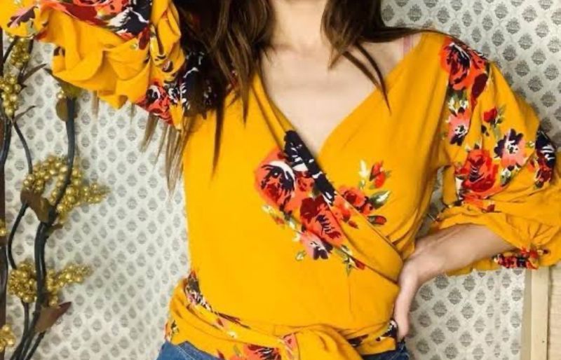 Women Stylish Orage Floral Top