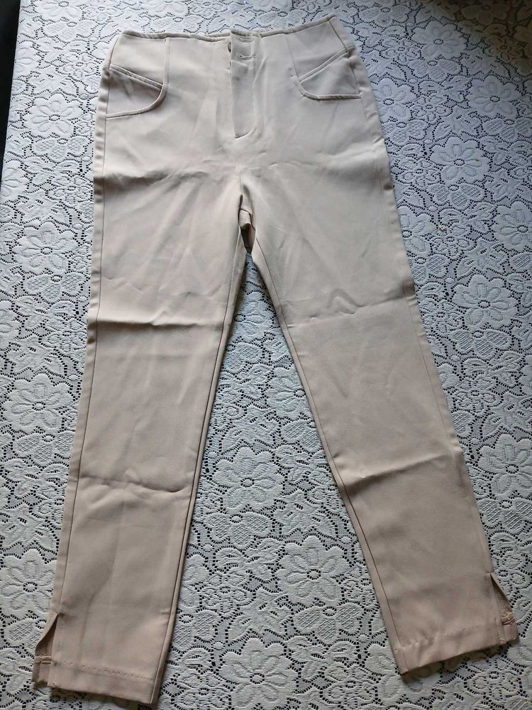 Vintage Beige High-Waisted Pants