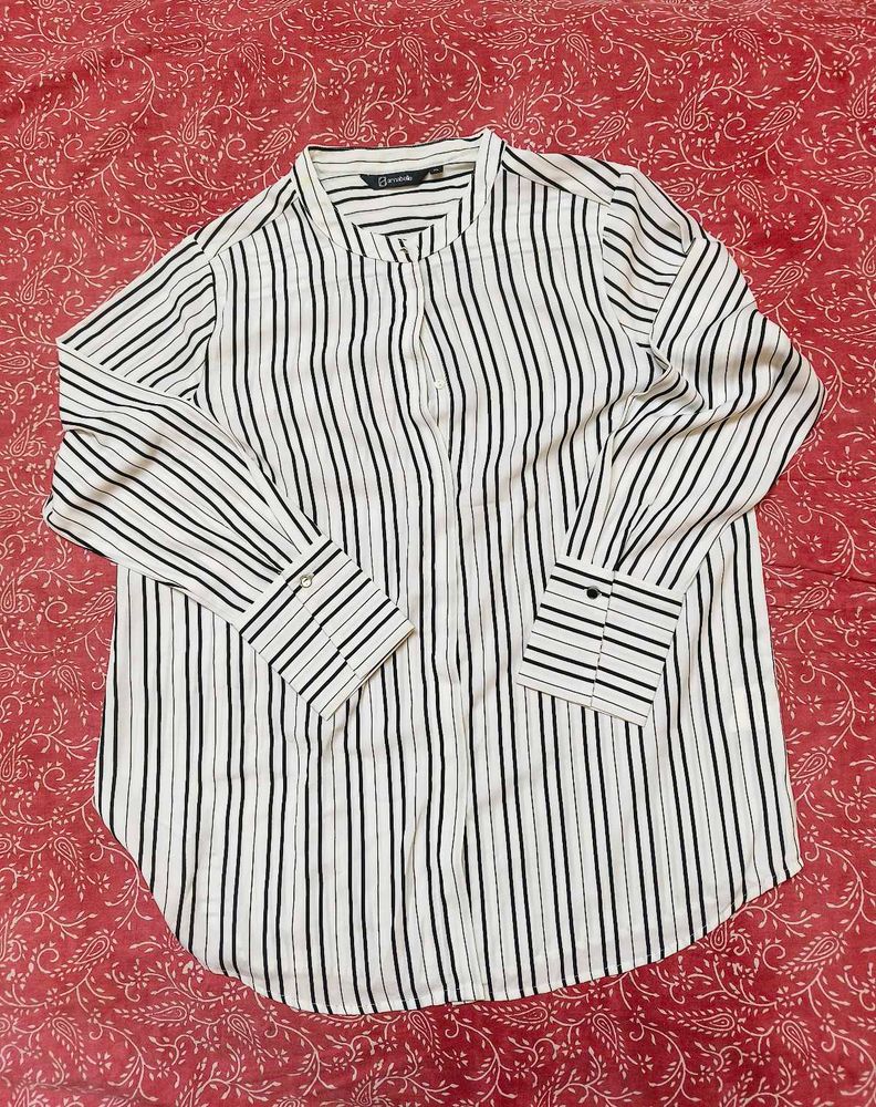Stylish White Formal Shirt With Strips