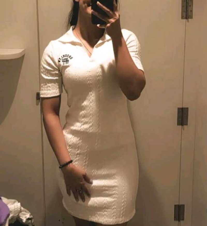 Cute White Knit Mini Dress