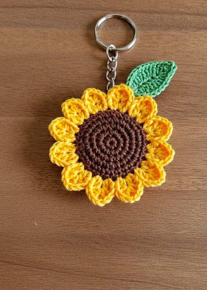 Sunflower Crochet Keychain