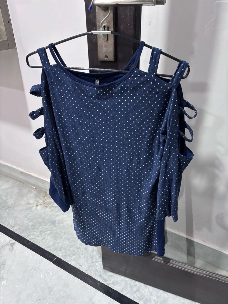 Cute Navy Polka Dot Top