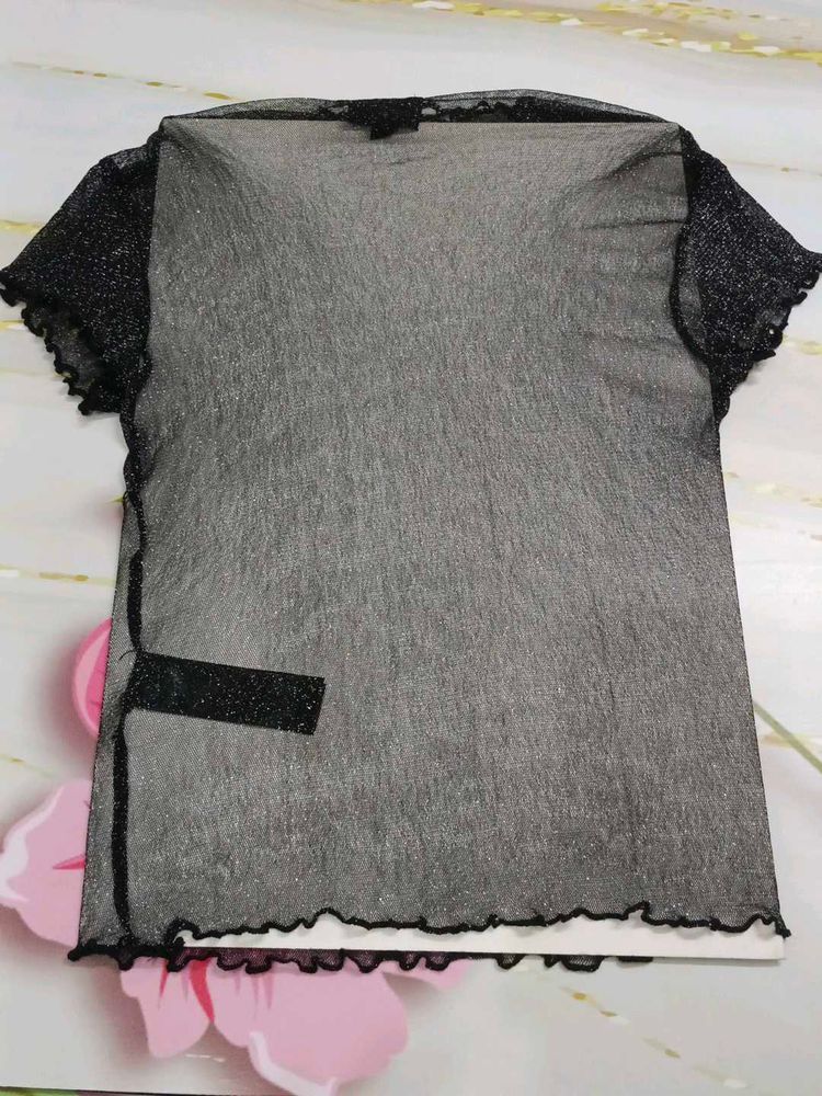 (1100)Sheer Black Top