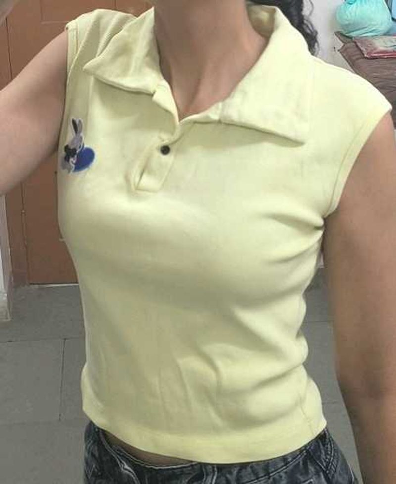 Butter  Yellow Sleeveless Top