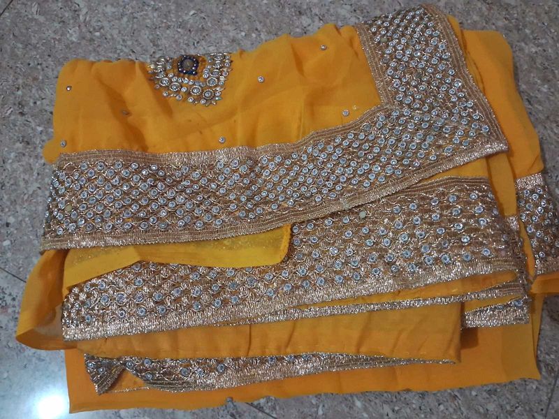Yellow Embellished Saree