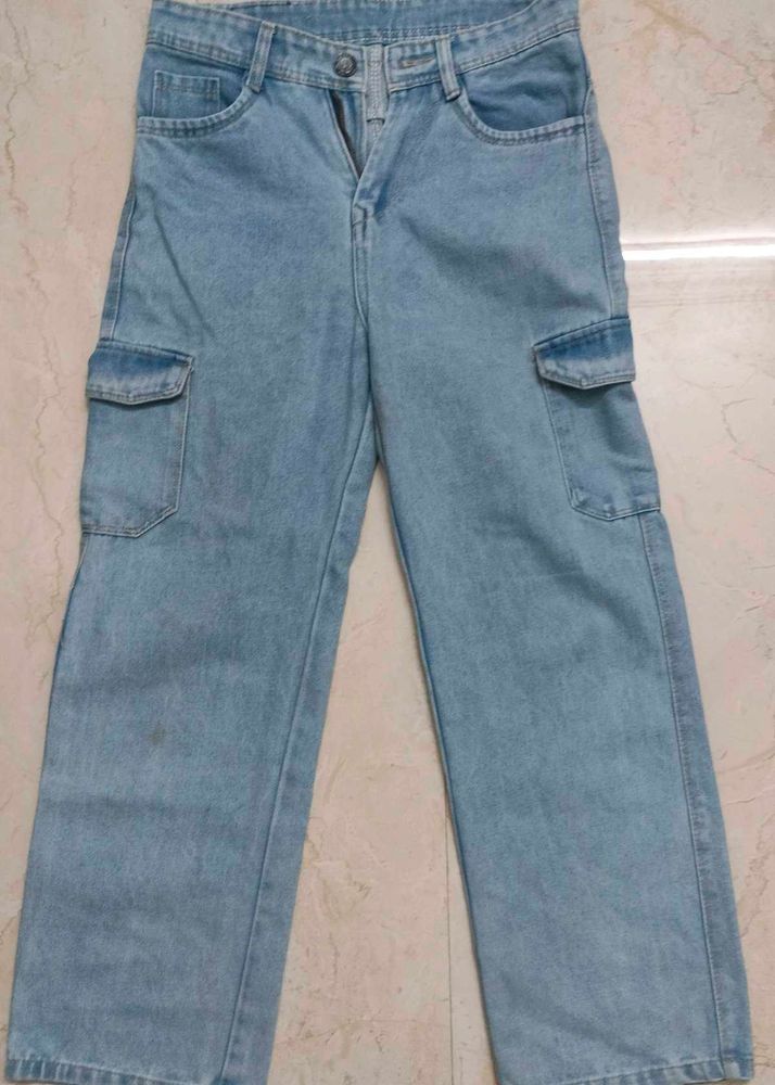 Light Wash Cargo Jeans