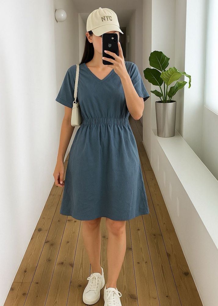 Blue Casual Everyday Comfortable Dress
