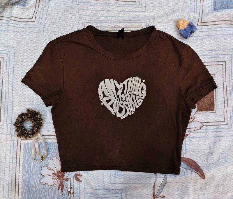 Coffee Brown Crop Top