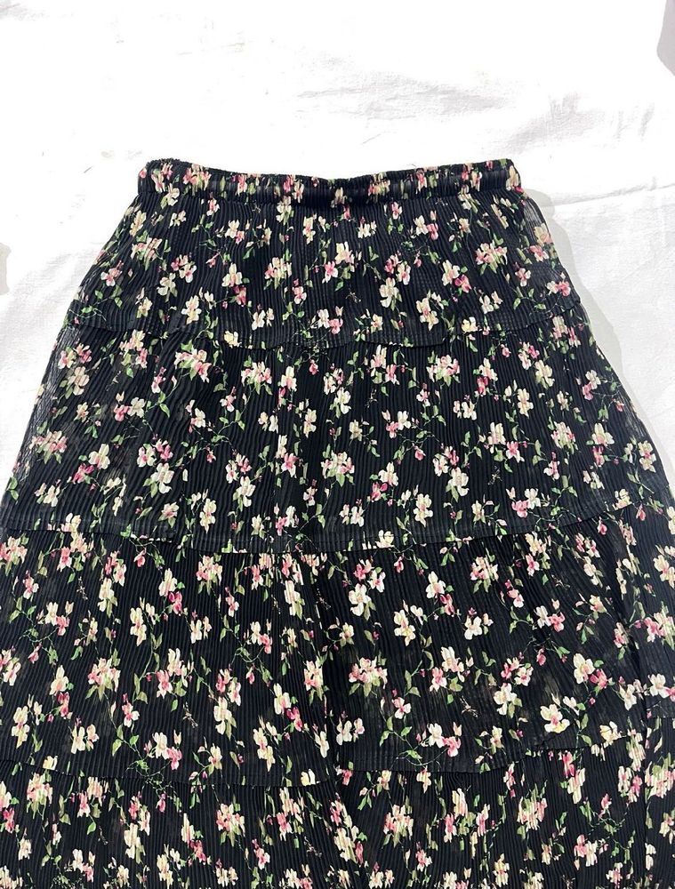 Flared Skirt With Floral Details