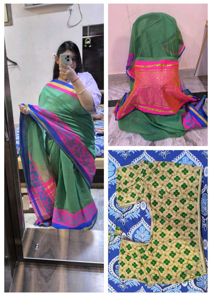 Multicolour glittery and shiny saree.