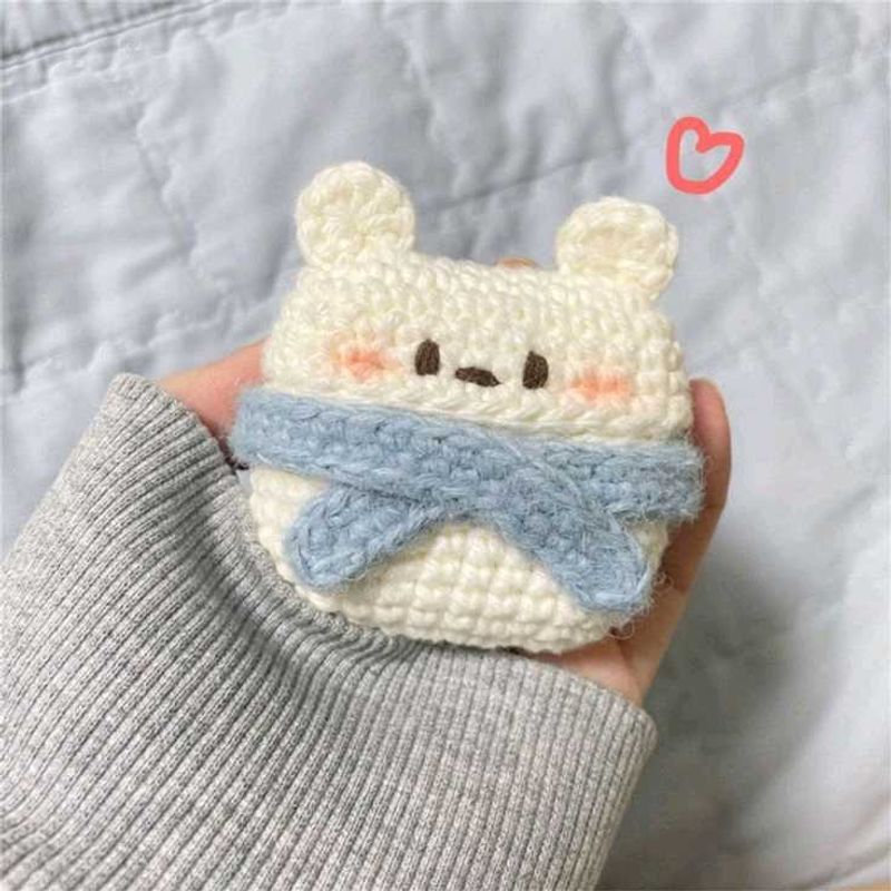 Crochet Bear earbuds cover 🎧