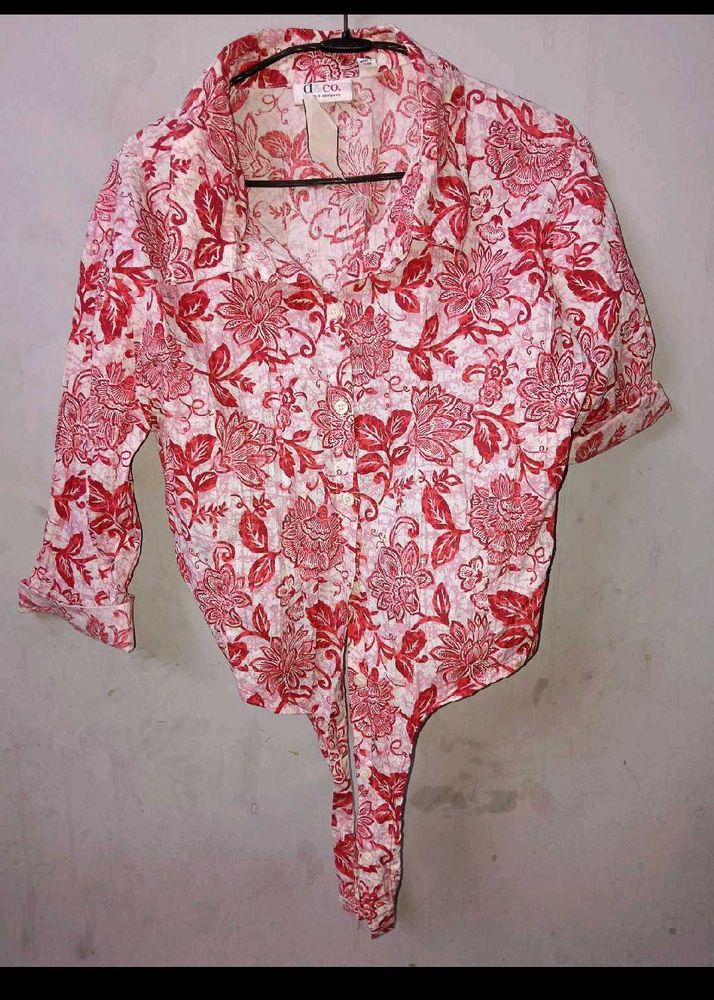 Floral Print Tie-Front Top