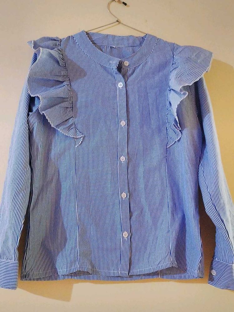 Striped Ruffle Blouse