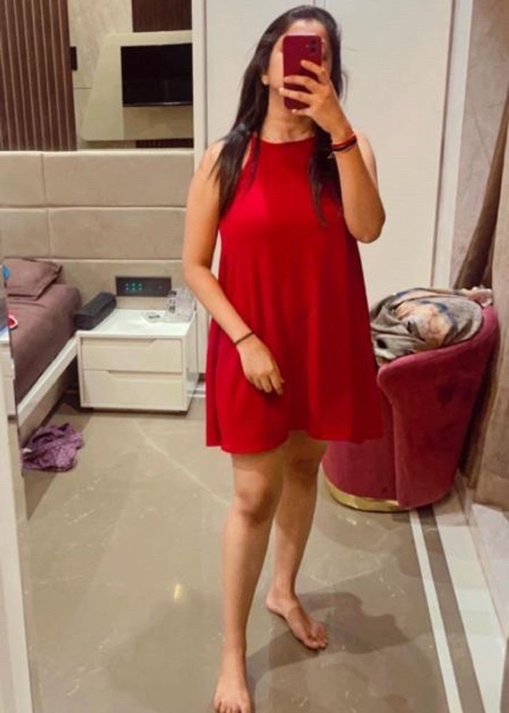 Red Sleeveless Mini Skater Dress