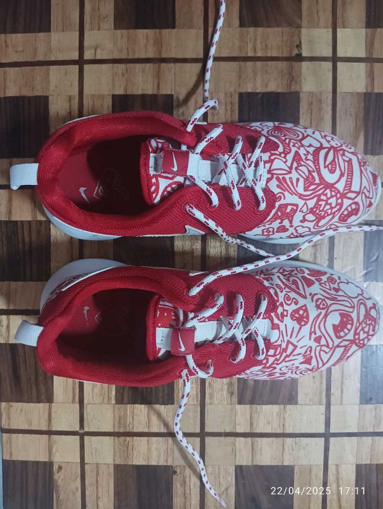Nike Red and White Doodle Sneakers
