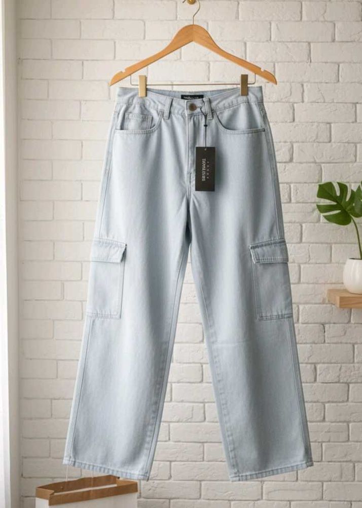 Light Wash Cargo Jeans