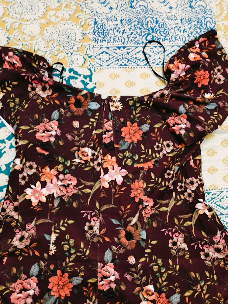 Code By lifestyle - Maroon Floral Dress