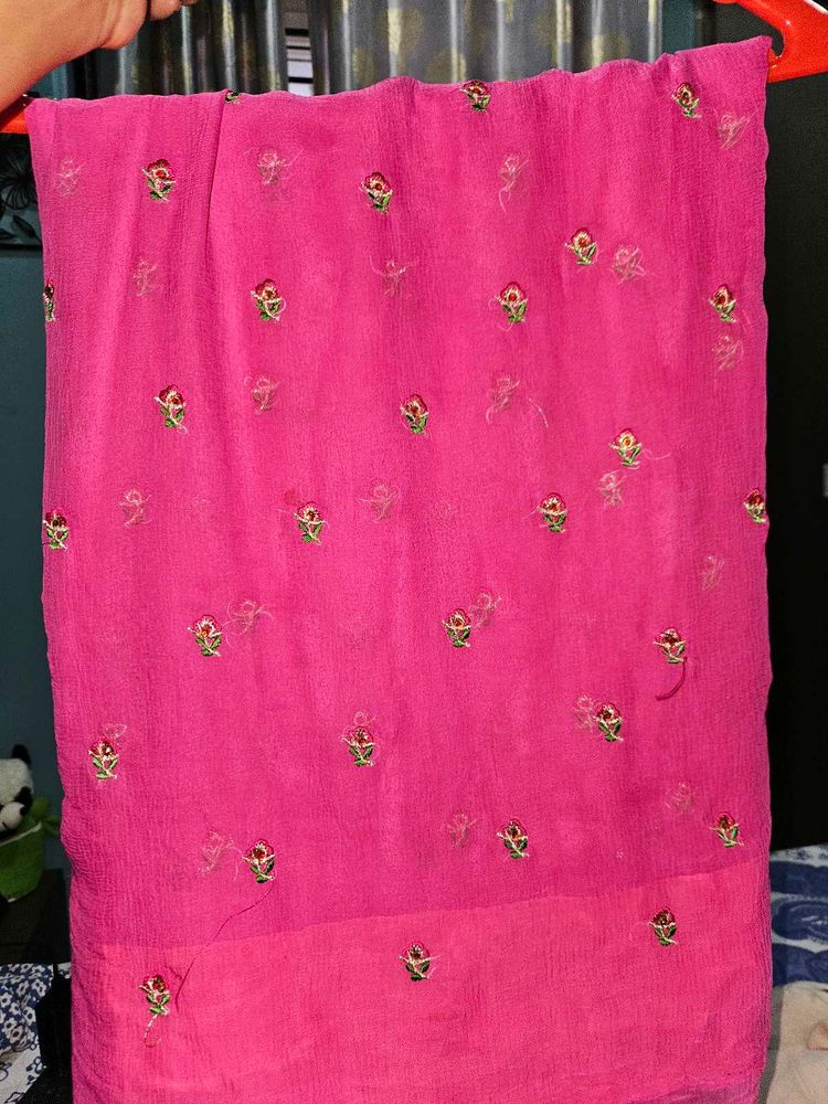 Pink Embroidered Saree