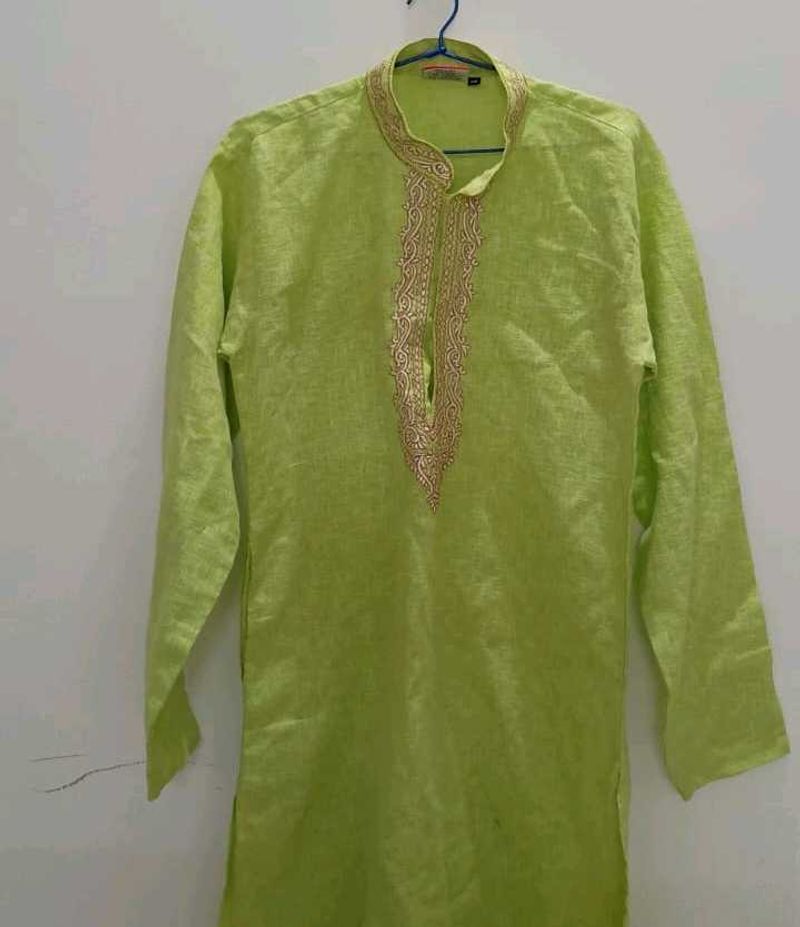 Lime Green Kurta with Embroidery