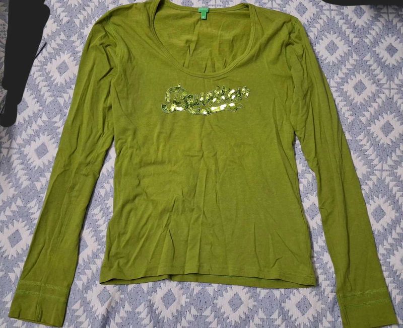 Y2K Benetton Green Long Sleeve Top