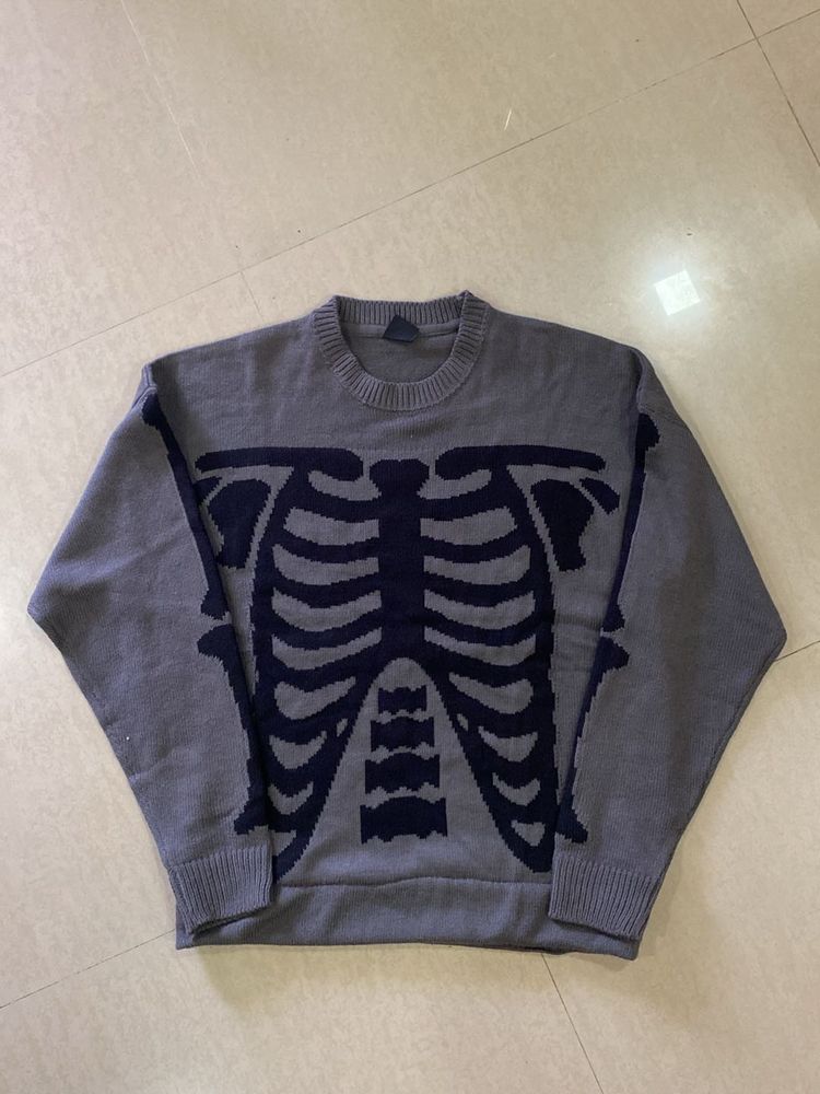 Skeleton Print Knit Sweater