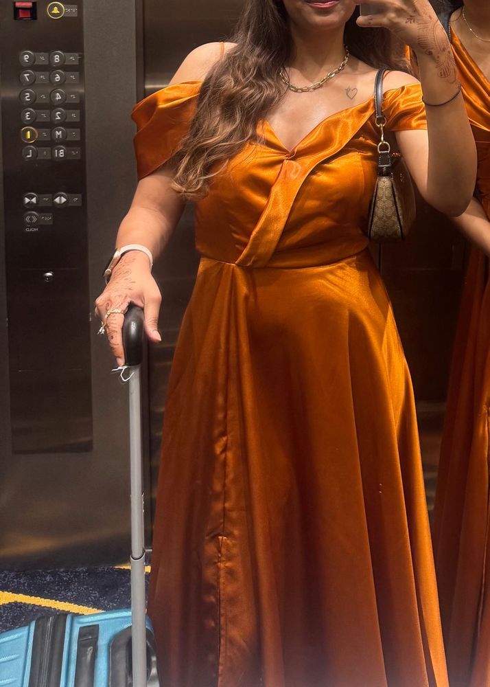 Rustic Brown Satin Dress