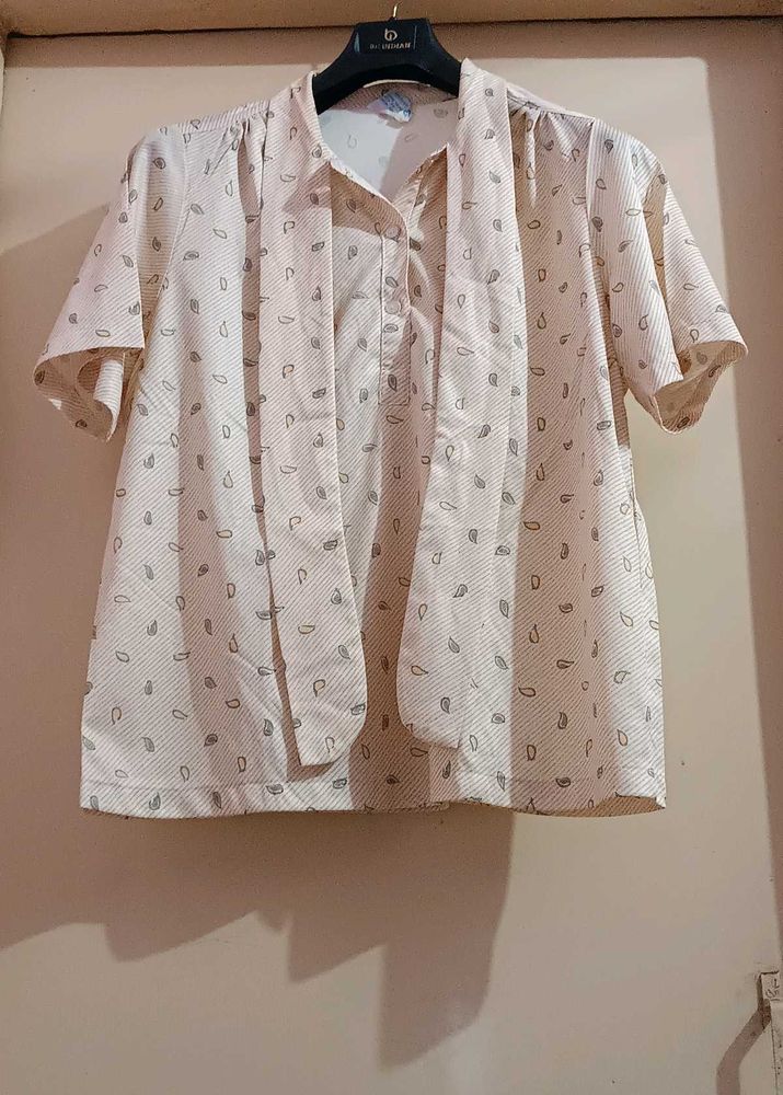 Paisley Print Button-Up Blouse