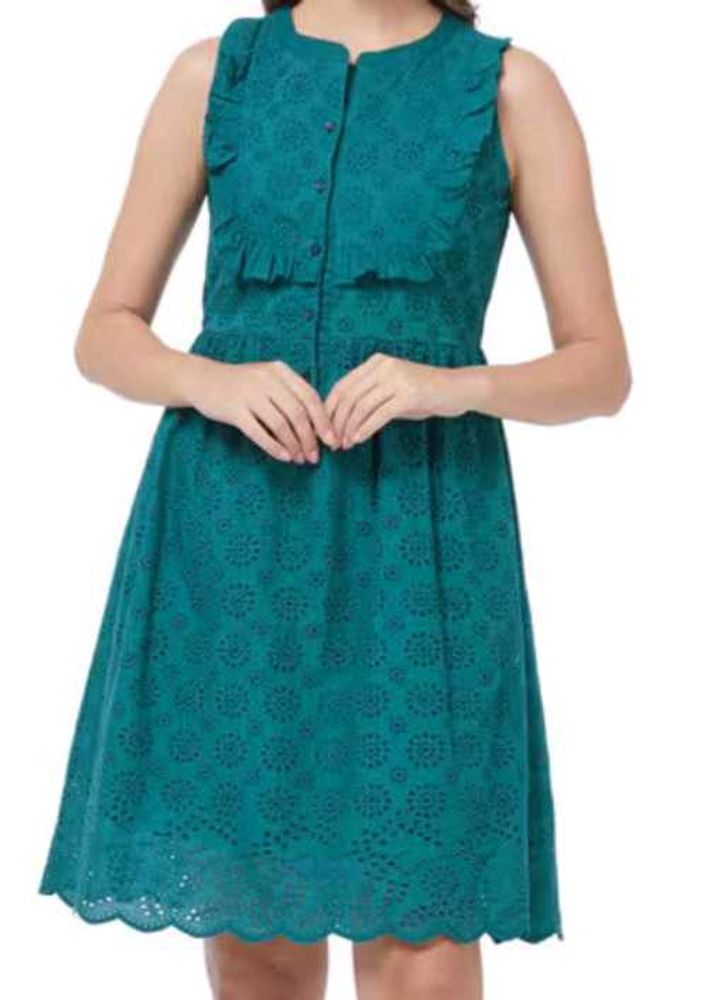 Eyelet Teal Dress
