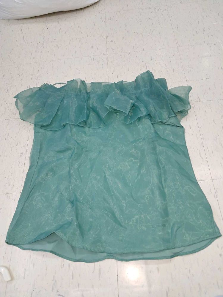 Green Ruffle Top