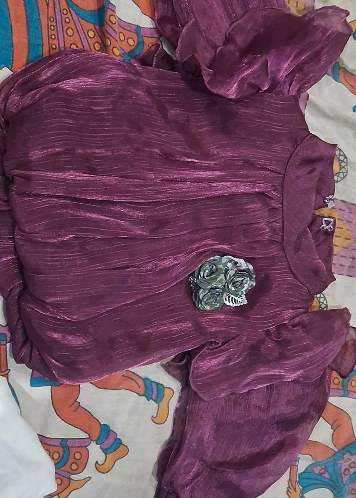 Elegant Purple Crinkle Top