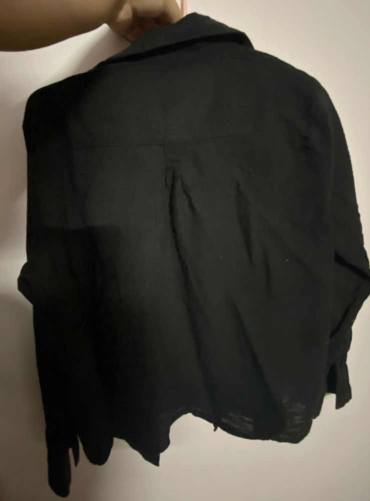 Black Button-Down shirt in linen cotton