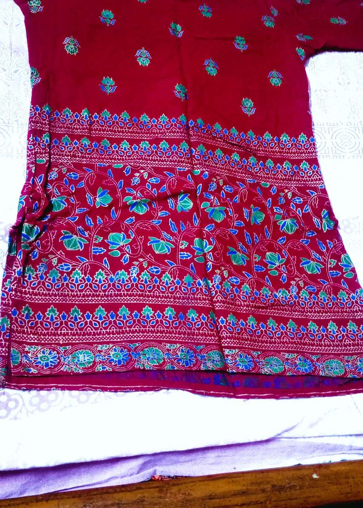 Maroon Floral Kurta