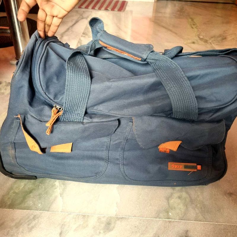 VIP Durable Blue Duffel cum Trolley Bag