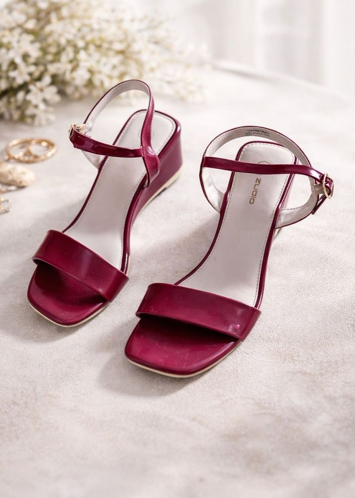 Pinterest Burgundy Wedge Heel Sandals