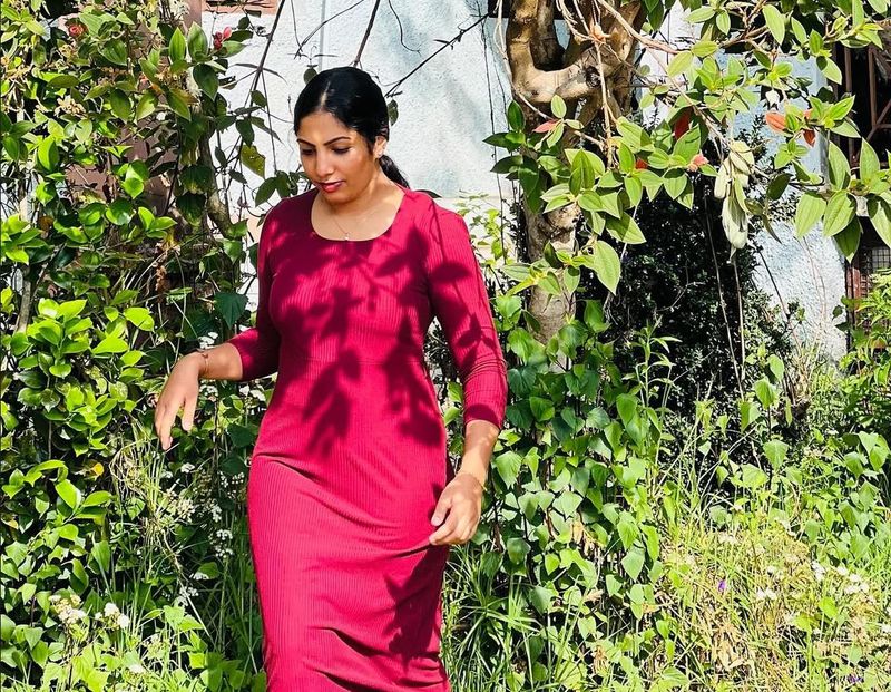 Maroon Midi Dress