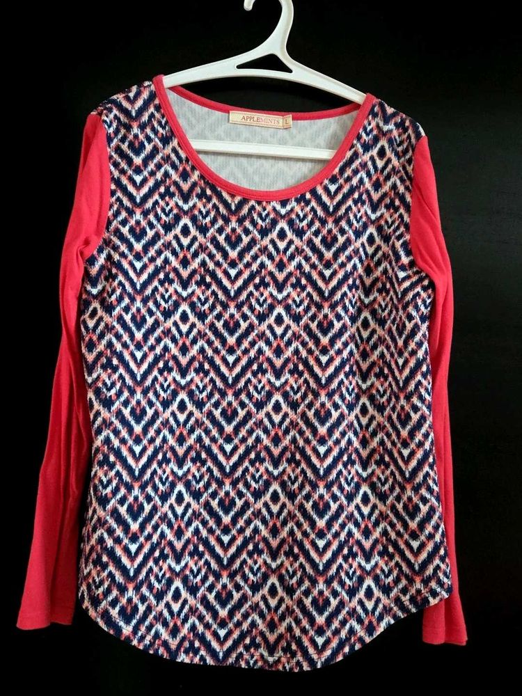 Patterned Long Sleeve Top