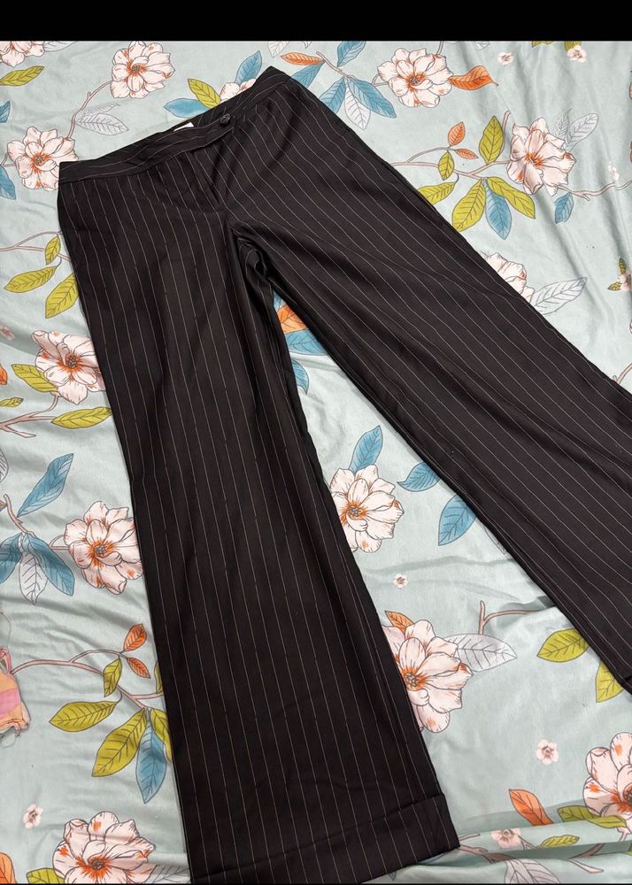 Pinstripe Flare Leg Trousers