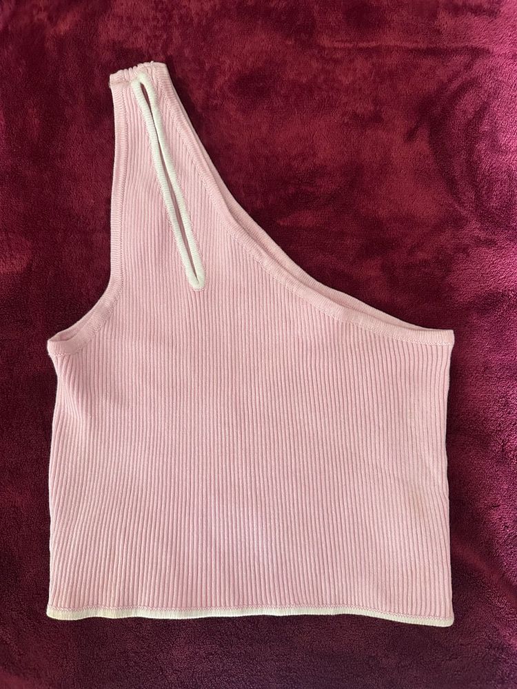 Pink One-Shoulder Tank Top