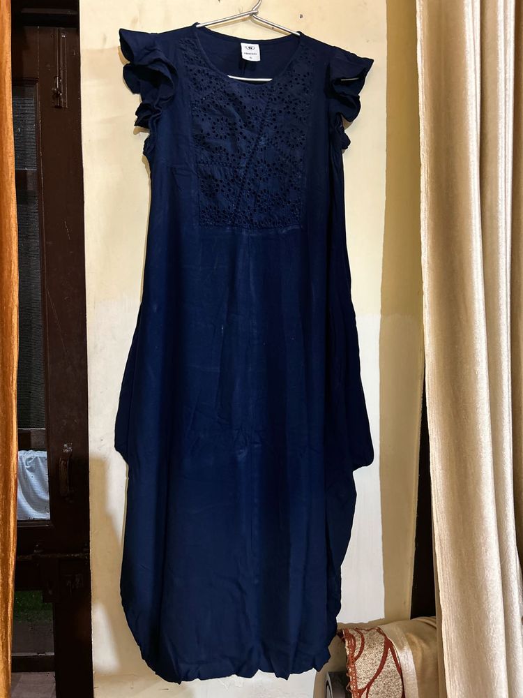 Navy Blue Embroidered Dress