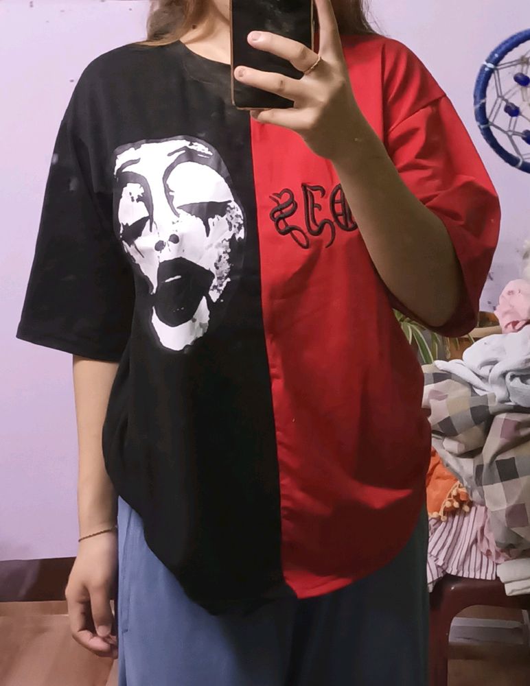 Oversized Red Black Tshirt