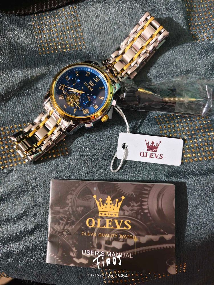 OLEVS chronograph Men&#39;s Stainless Steel Watch (Blu