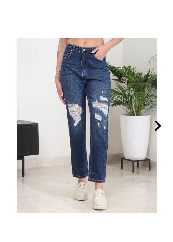 Shein ankle length mid wash distressed jeans